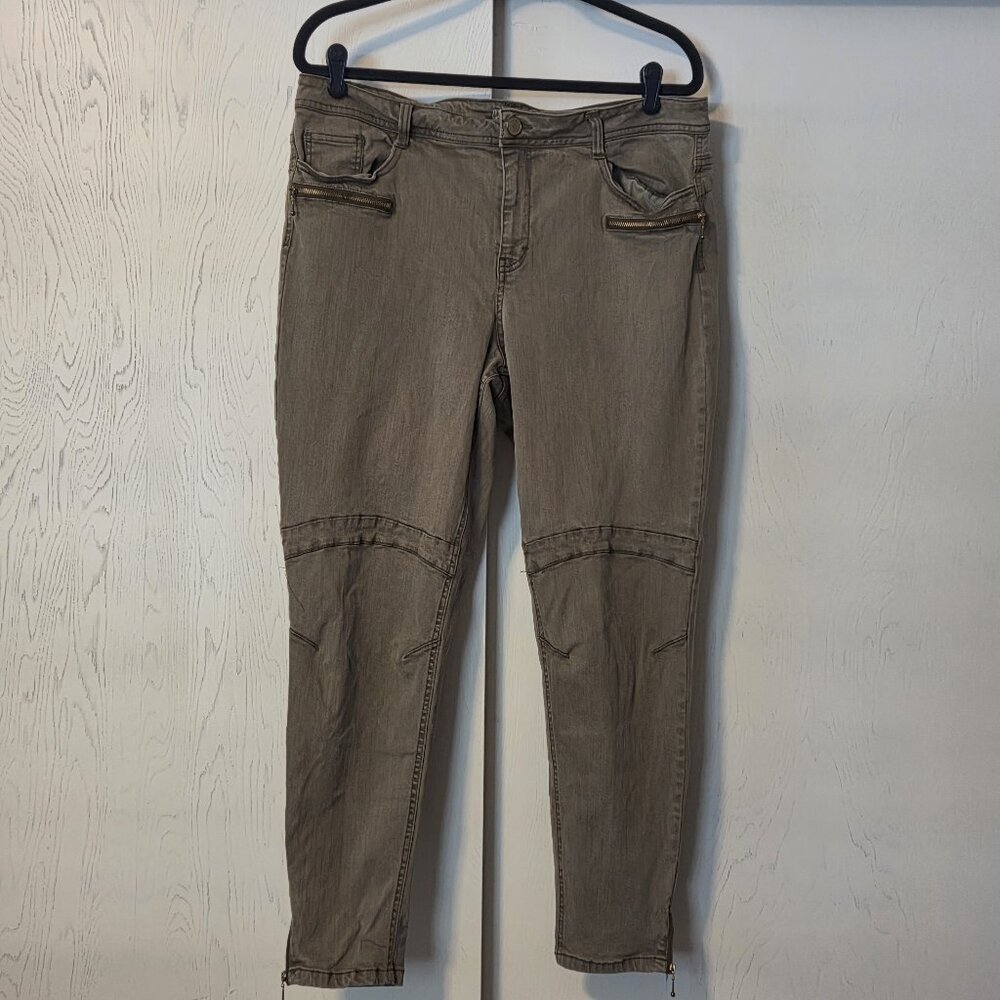 Gibson Latimer Size 16 Army Green Skinny Moto Jean Zip Ankle